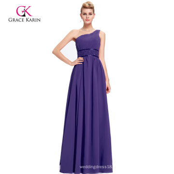 Grace Karin One Shoulder Beaded Long Purple Evening Dresses CL2015-2